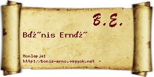 Bónis Ernő névjegykártya